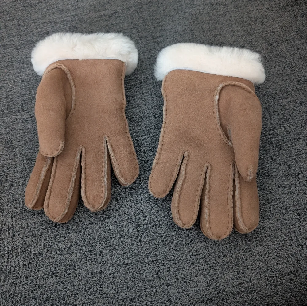 UGG Perforated Genuine Shearling Suede Gloves